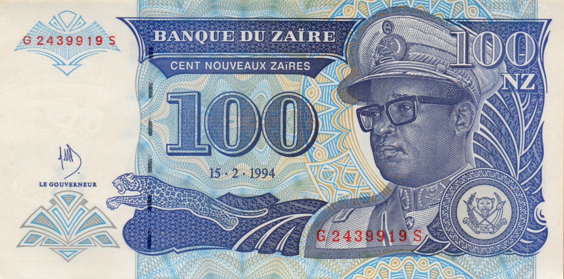 Zaire 100 1994 UNC P-60